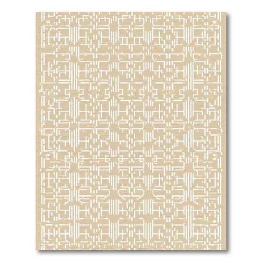 Cream Geometric Lattice Line Art Rug