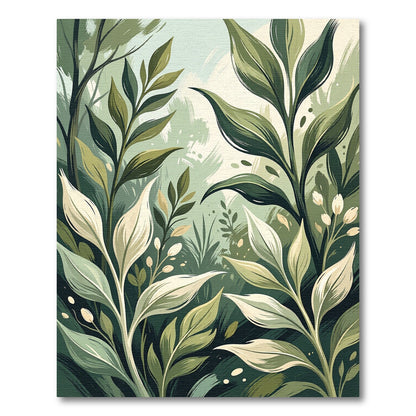Earthy Green Leafy Vines Render Rug