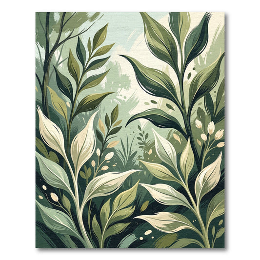 Earthy Green Leafy Vines Render Rug