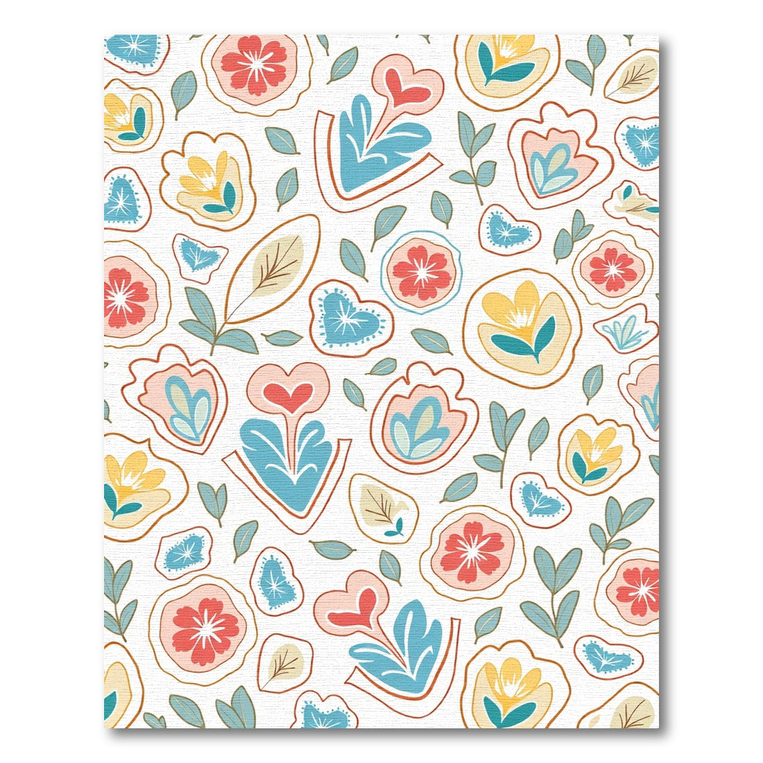 Coral Blue Abstract Floral Meadow Rug