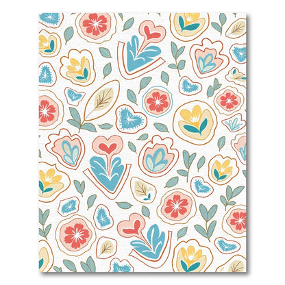 Coral Blue Abstract Floral Meadow Rug