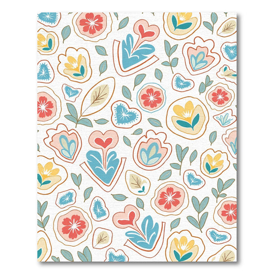 Coral Blue Abstract Floral Meadow Rug