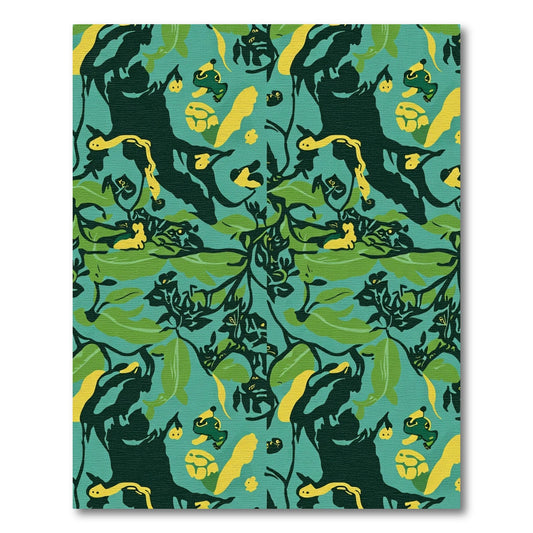 Lush Teal Jungle Frog Collage Rug