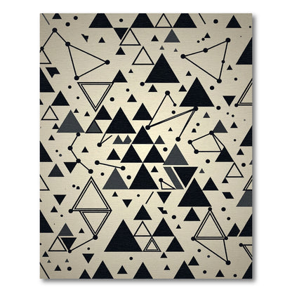 Monochrome Geometric Triangle Abstract Art Rug