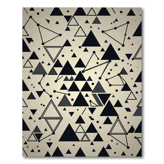 Monochrome Geometric Triangle Abstract Art Rug