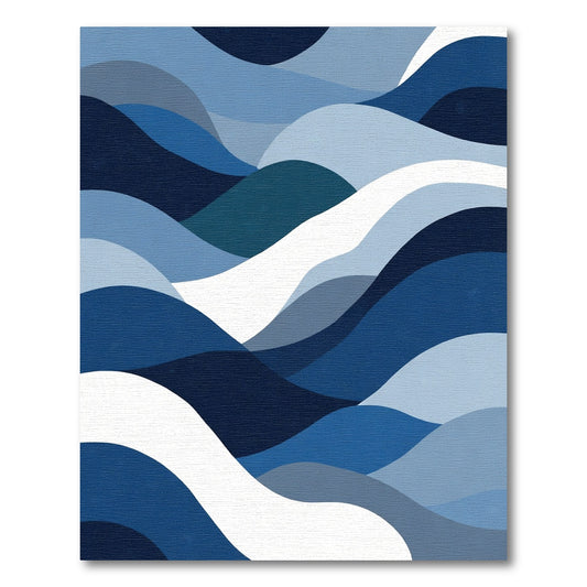 Flowing Gradient Blues Layered Canvas Rug