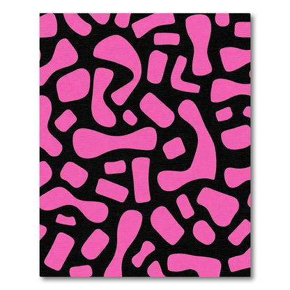 Vivid Pink Blob Abstract Black Rug