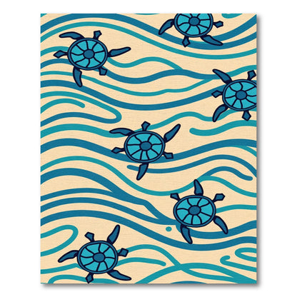 Blue Turtle Swirl Cream Aqua Rug
