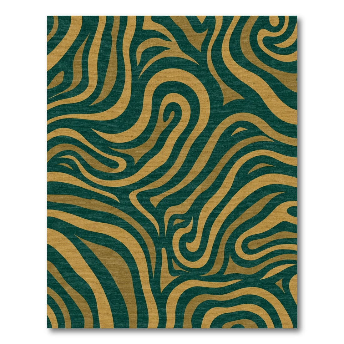 Emerald Gold Swirl Abstract Curves Rug