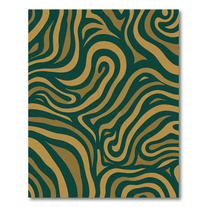 Emerald Gold Swirl Abstract Curves Rug