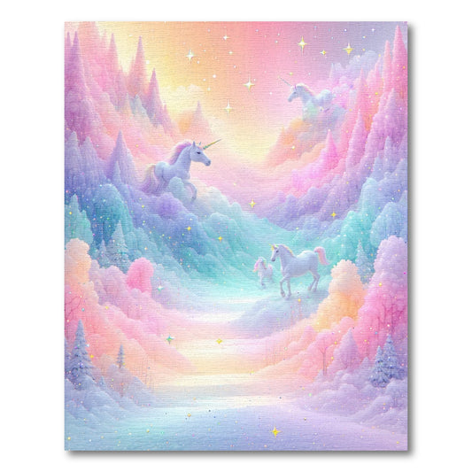 Dreamy Pastel Unicorn Mountains Stars Rug
