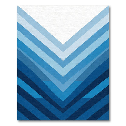 Graded Blue Chevron Incline Rug