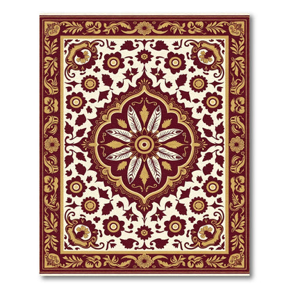 Crimson Gold Floral Medallion Rug