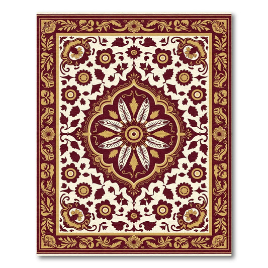 Crimson Gold Floral Medallion Rug