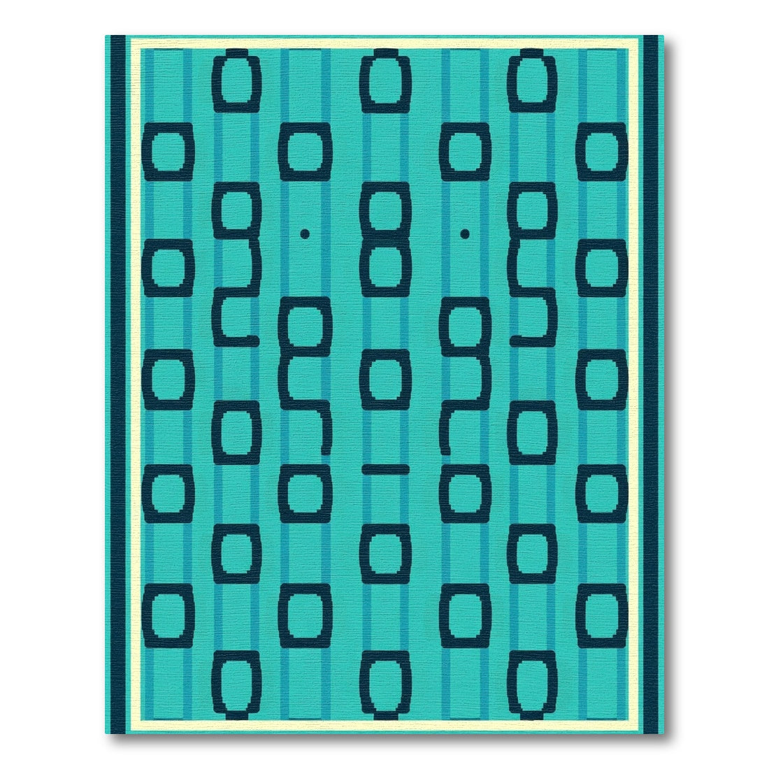 Aqua Navy Bold Geometric Stripes Rug