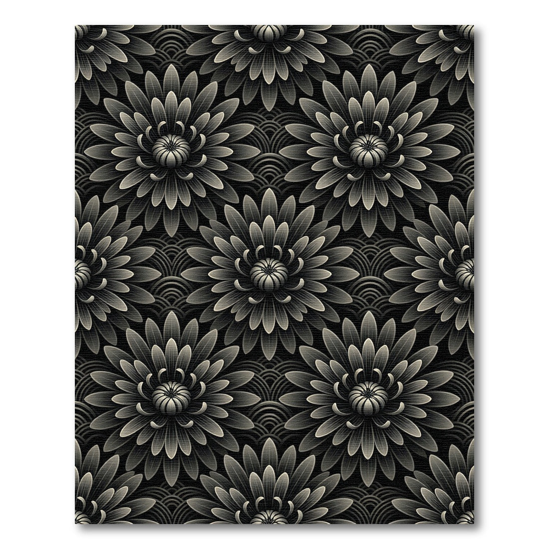 Art Deco Gray Floral Scale Rug