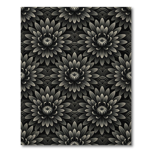 Art Deco Gray Floral Scale Rug