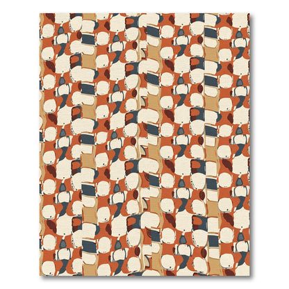 Terracotta Cream Blue Abstract Shapes Rug