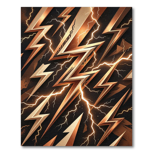 Electric Bronze Lightning Bolt Graphic Rug