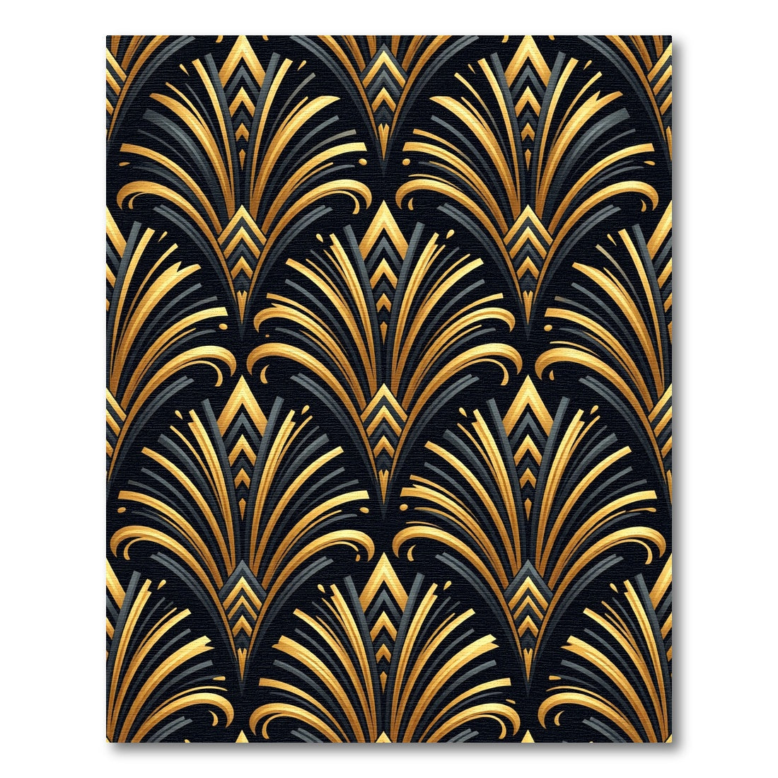 Art Deco Gold and Black Fan Rug