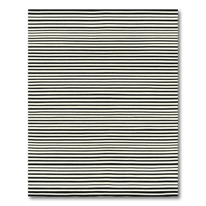 Cream Black Horizontal Stripe Textile Rug