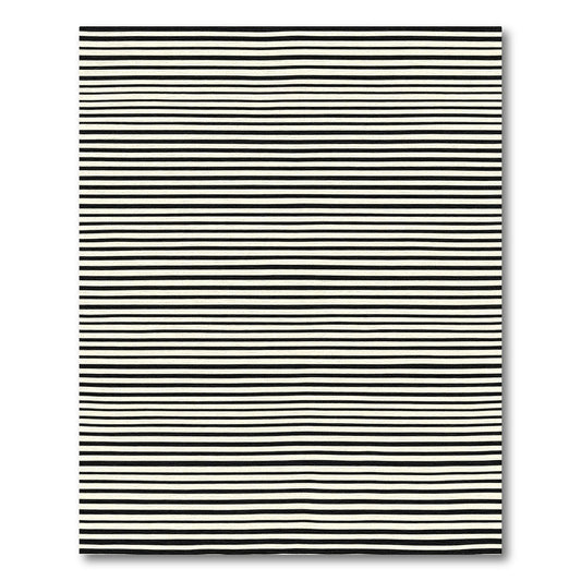 Cream Black Horizontal Stripe Textile Rug
