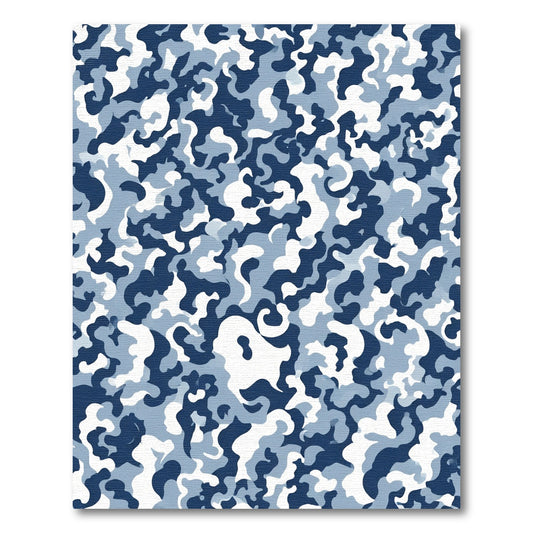 Deep Blue White Abstract Camouflage Rug