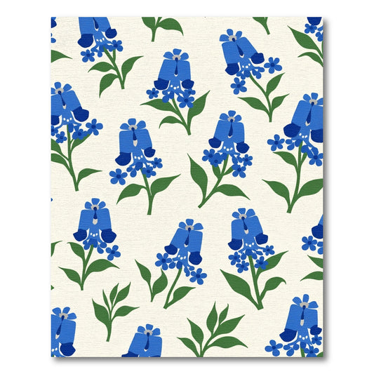 Blue Floral Spray Textured Rug