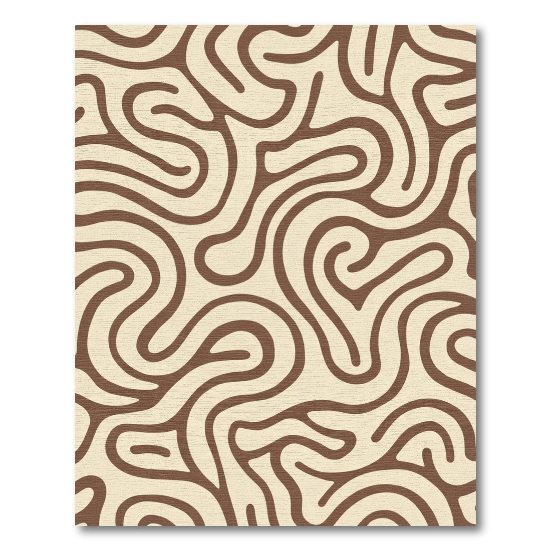 Cream Brown Abstract Swirl Rug