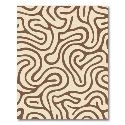 Cream Brown Abstract Swirl Rug