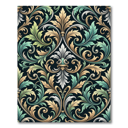 Elegant Sage Gold Acanthus Leaf Scroll Rug