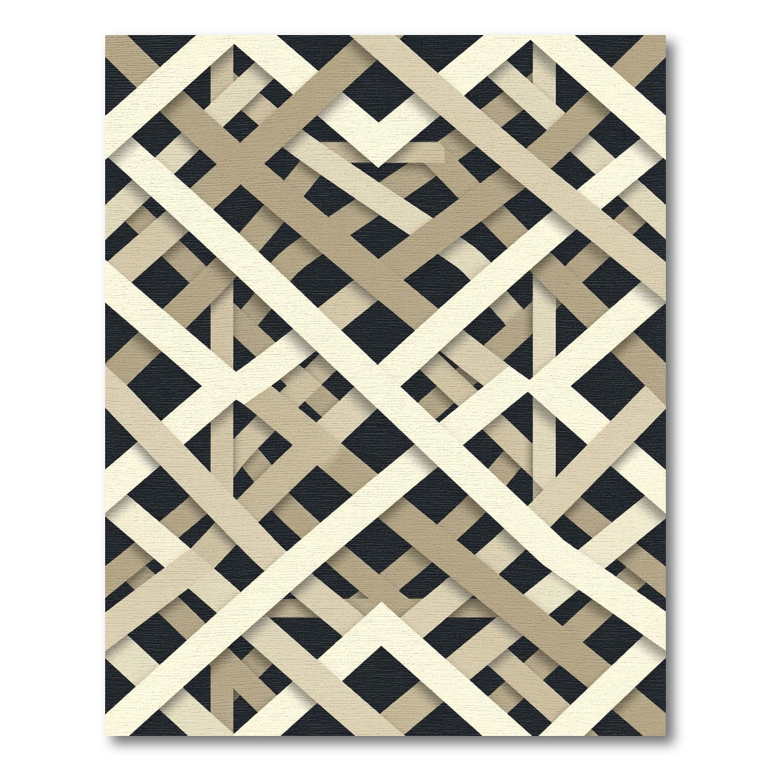 Modern Beige Interlocking Geometric Lattice Rug