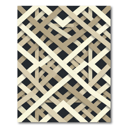 Modern Beige Interlocking Geometric Lattice Rug