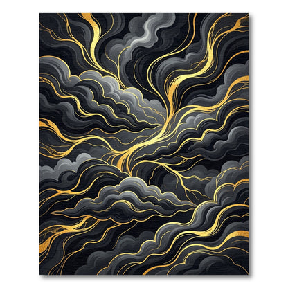 Golden Celestial Swirl Cloud Rug