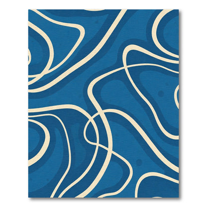 Abstract Fluid Serpentine Blue Cream Rug
