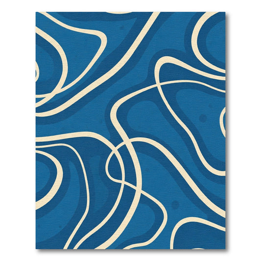 Abstract Fluid Serpentine Blue Cream Rug