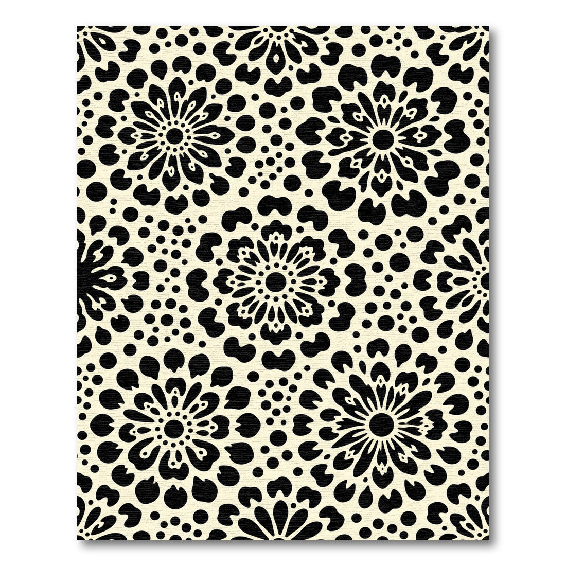 Cream Black Floral Dotted Medallion Rug