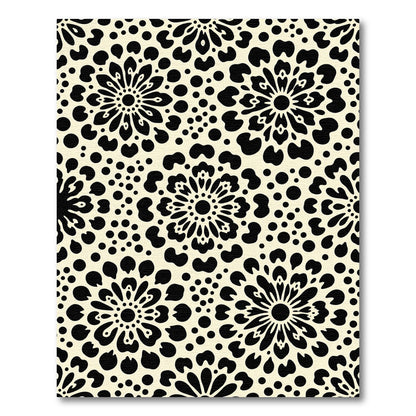 Cream Black Floral Dotted Medallion Rug