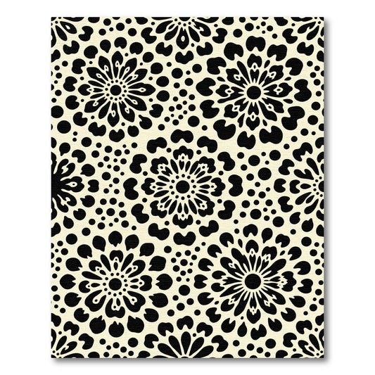 Cream Black Floral Dotted Medallion Rug