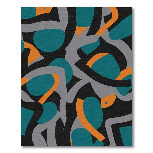 Abstract Teal Orange Gray Swirl Rug