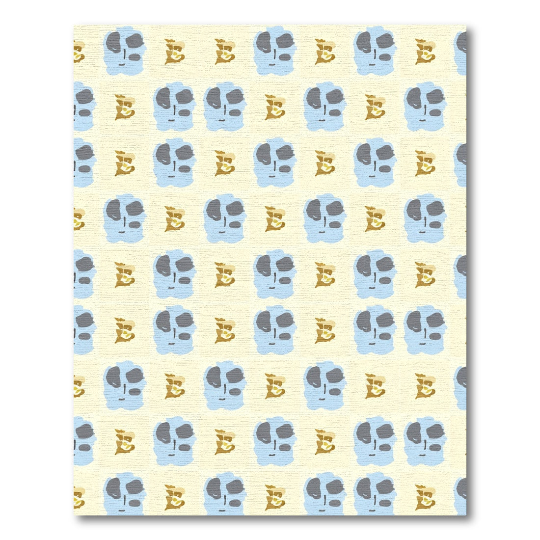 Blue Gray Face Checkerboard Arrangement Rug