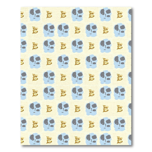 Blue Gray Face Checkerboard Arrangement Rug