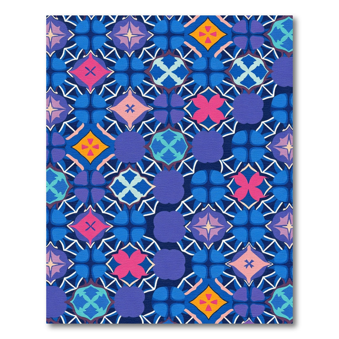 Vibrant Indigo Geometric Medallion Rug