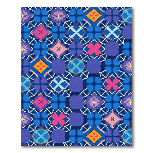 Vibrant Indigo Geometric Medallion Rug