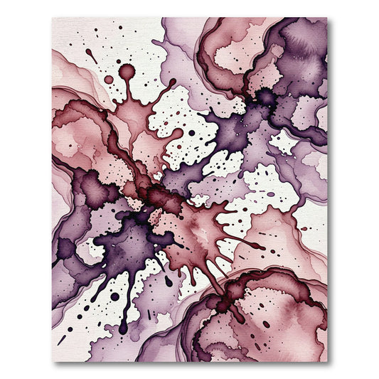 Ethereal Plum and Mauve Ink Splash Rug