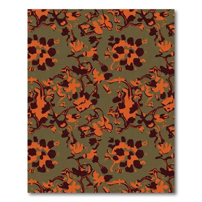 Abstract Burnt Orange Floral Vines Rug