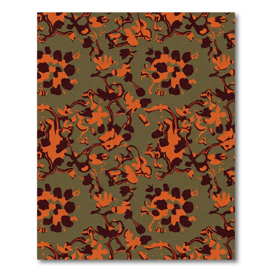 Abstract Burnt Orange Floral Vines Rug