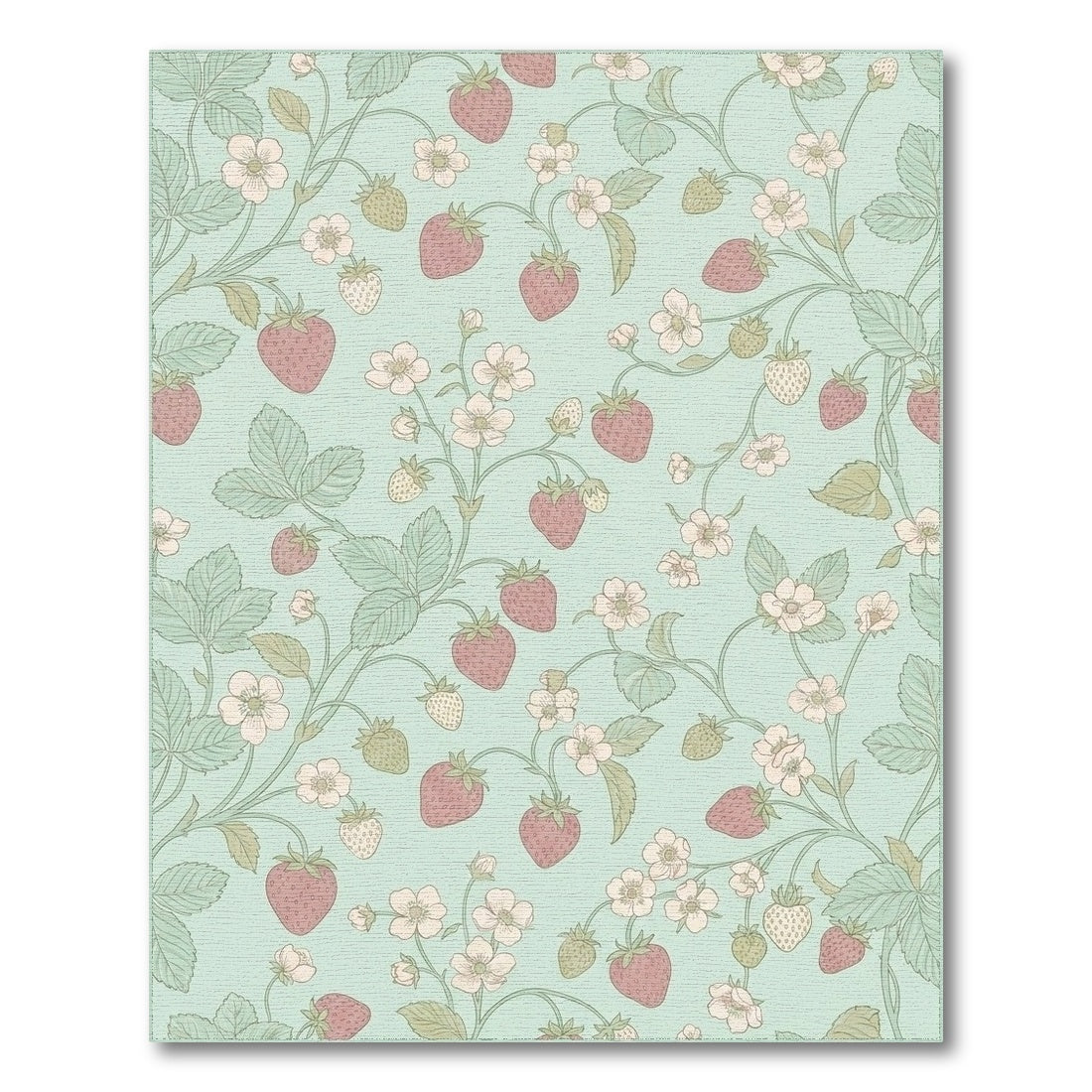 Whimsical Pastel Strawberry Floral Vine Rug