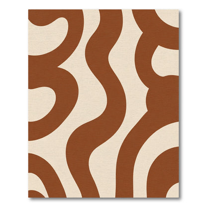 Terracotta Cream Abstract Swirl Rug