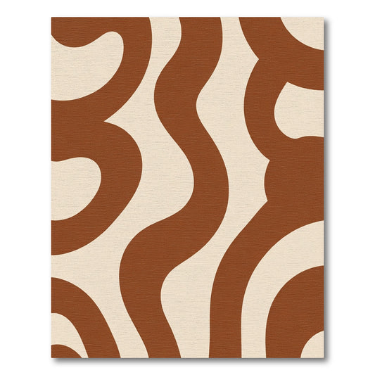 Terracotta Cream Abstract Swirl Rug